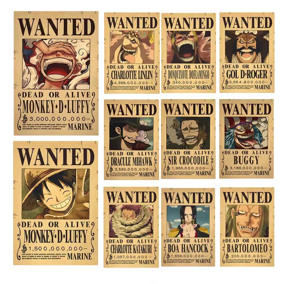 Board Game Vintage - Anime One Piece Bounty Wanted Posters