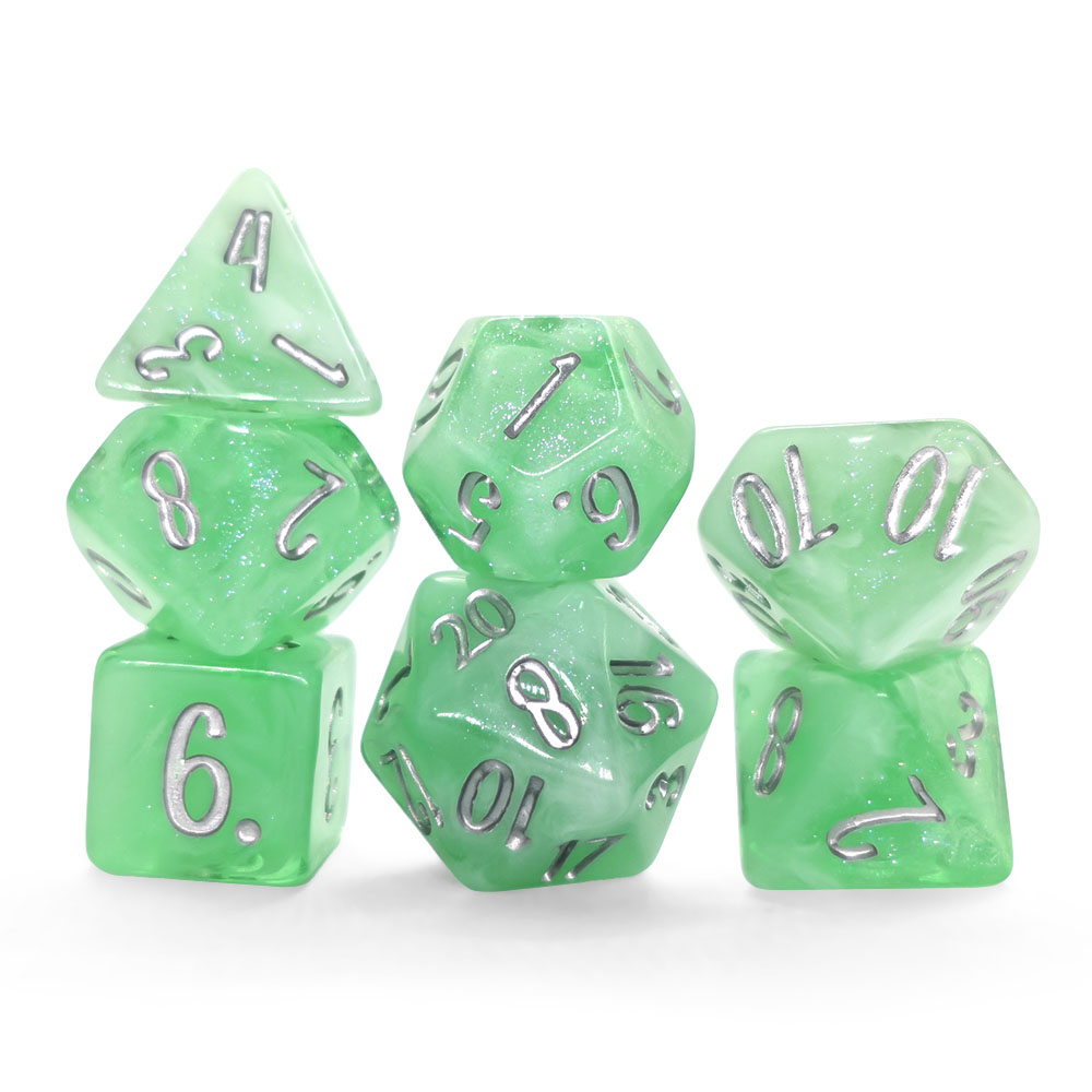 7Pcs Mint Green Swirl Glitter  - Board Game Rpg review and price