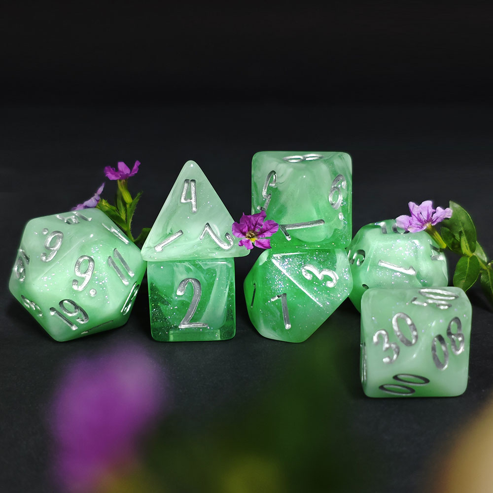 7Pcs Mint Green Swirl Glitter  - Board Game Rpg review and price