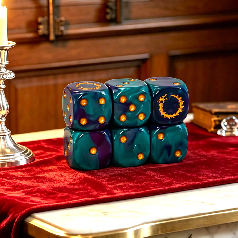 6Pcs Deep Sea Gold Flame D6 Di - Board Game Rpg review and price