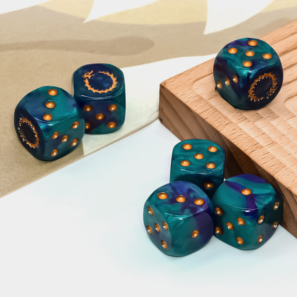 6Pcs Deep Sea Gold Flame D6 Di - Board Game Rpg review and price