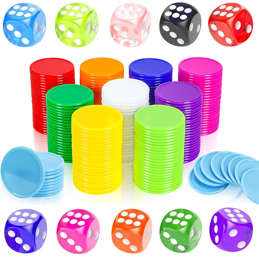 100 Chips & 10 Dices Set - 19m - Board Game Sequence review and price